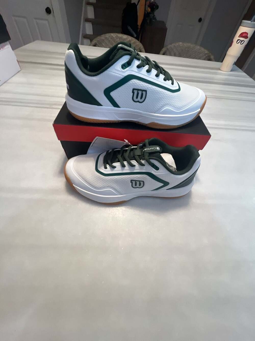 Wilson CourtGlide Tennis Shoe White Sycamore Gum Mens 8.5